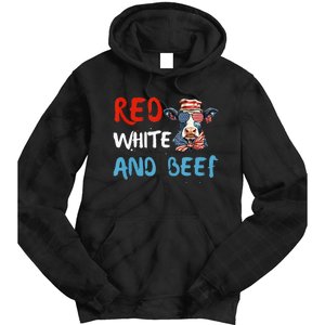 red white and beef 4th Of July cattle cow  Tie Dye Hoodie