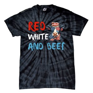 red white and beef 4th Of July cattle cow  Tie-Dye T-Shirt