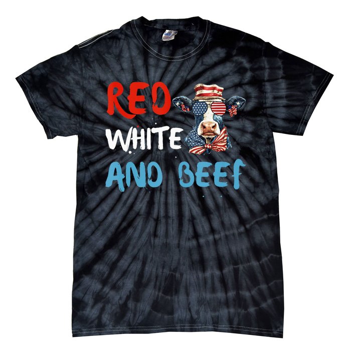 red white and beef 4th Of July cattle cow  Tie-Dye T-Shirt