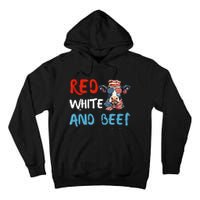 red white and beef 4th Of July cattle cow  Tall Hoodie