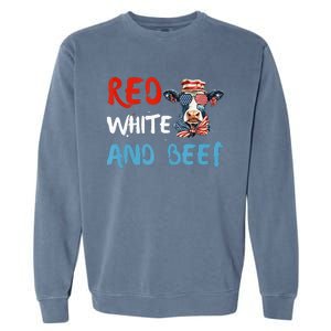 red white and beef 4th Of July cattle cow  Garment-Dyed Sweatshirt