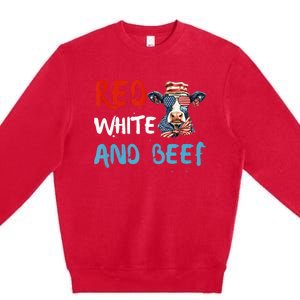 red white and beef 4th Of July cattle cow  Premium Crewneck Sweatshirt