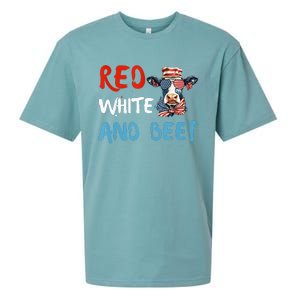 red white and beef 4th Of July cattle cow  Sueded Cloud Jersey T-Shirt