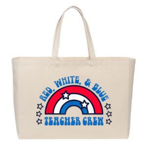 Red White and blue Teacher Crew 4th of July for teacher love Cotton Canvas Jumbo Tote