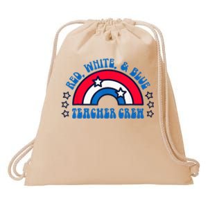 Red White and blue Teacher Crew 4th of July for teacher love Drawstring Bag