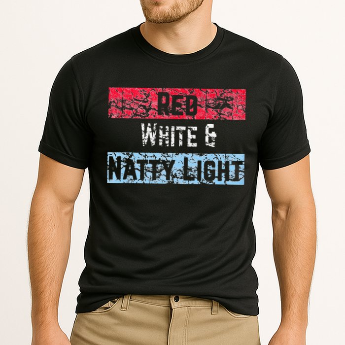 Red White And Natty Light 4th Of July Cooling Performance Crew T-Shirt