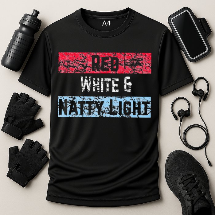 Red White And Natty Light 4th Of July Cooling Performance Crew T-Shirt