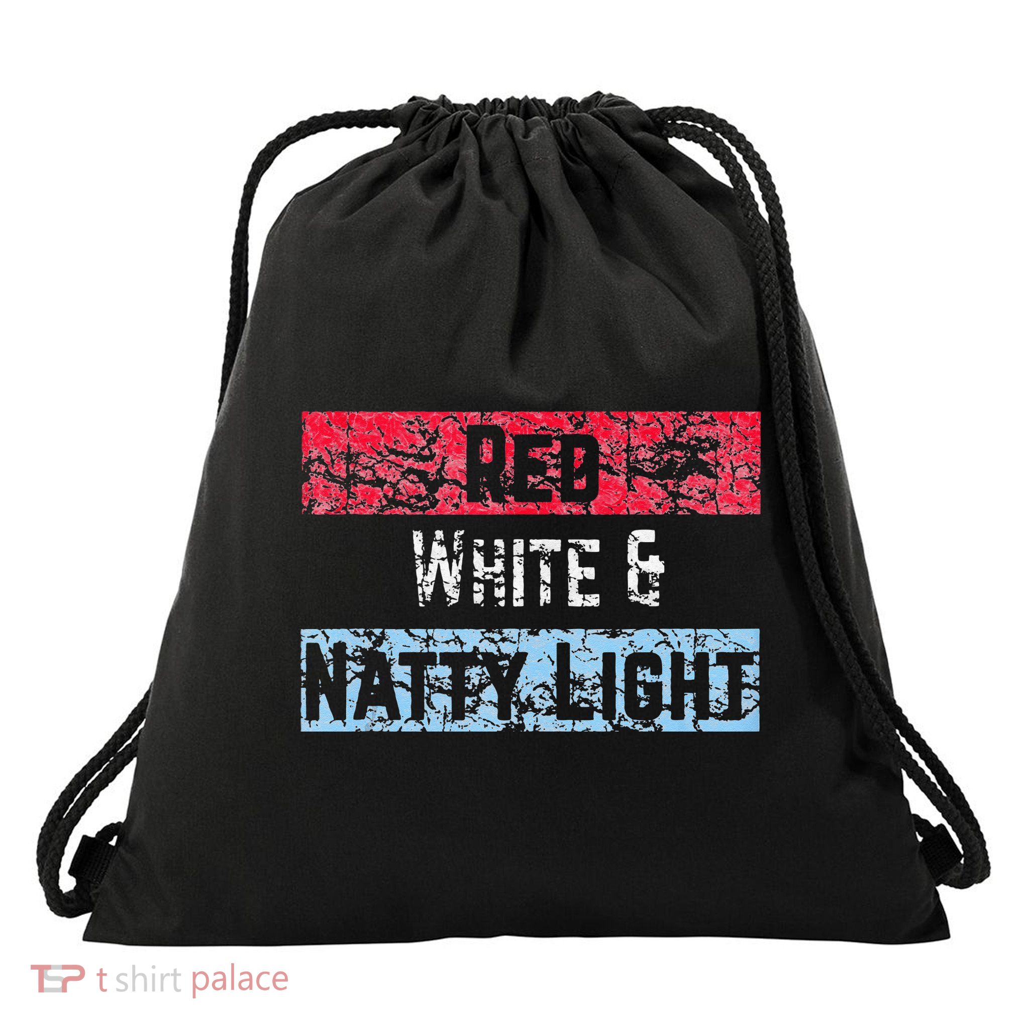Red White And Natty Light 4th Of July Drawstring Bag