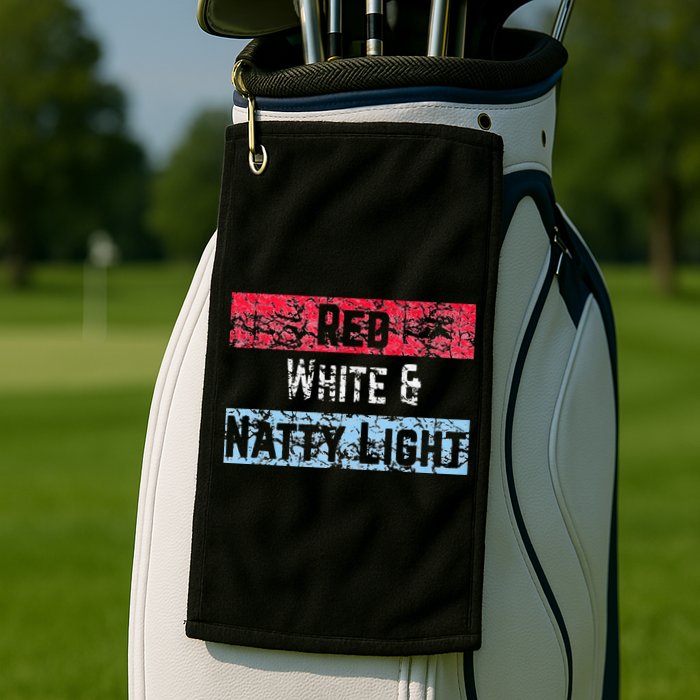 Red White And Natty Light 4th Of July Golf Towel