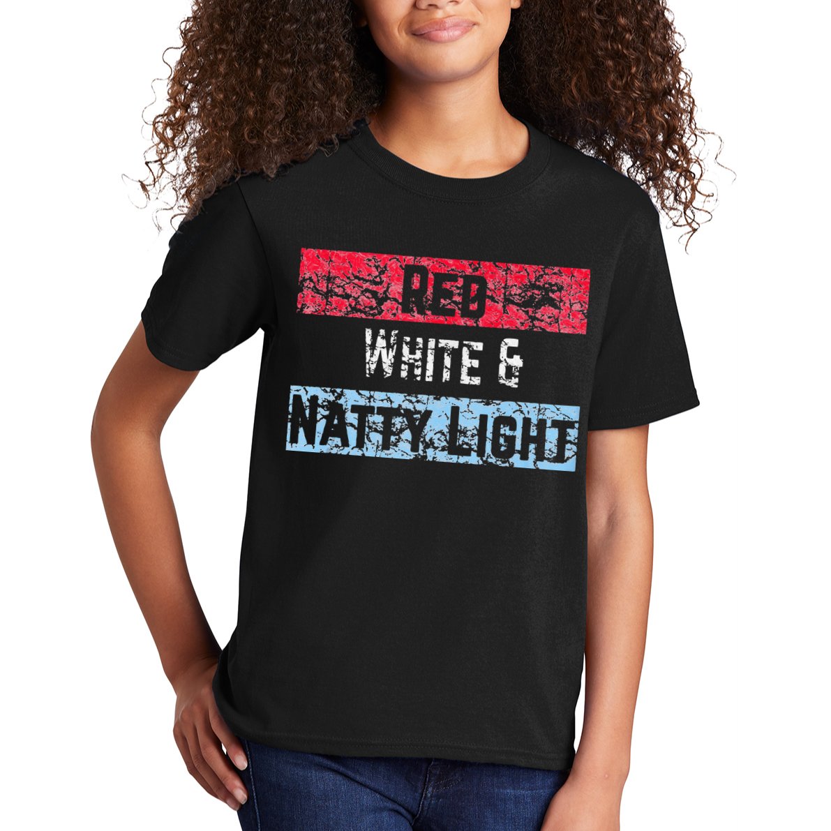 Red White And Natty Light 4th Of July Kids T-Shirt
