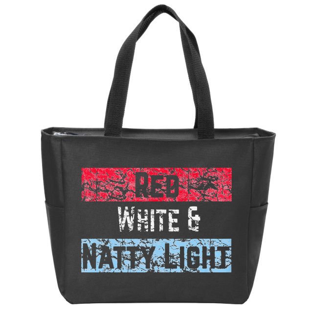 Red White And Natty Light 4th Of July Zip Tote Bag