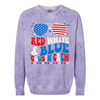 Red White And Blue Cousin Crew 4th Of July American Flag Colorblast Crewneck Sweatshirt