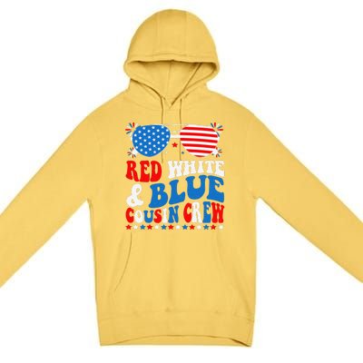 Red White And Blue Cousin Crew 4th Of July American Flag Premium Pullover Hoodie