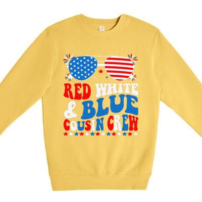 Red White And Blue Cousin Crew 4th Of July American Flag Premium Crewneck Sweatshirt