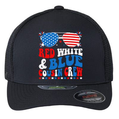 Red White And Blue Cousin Crew 4th Of July American Flag Flexfit Unipanel Trucker Cap