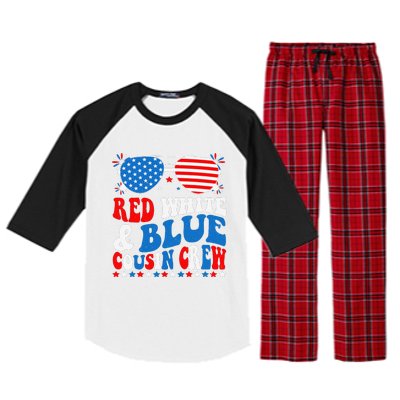 Red White And Blue Cousin Crew 4th Of July American Flag Raglan Sleeve Pajama Set