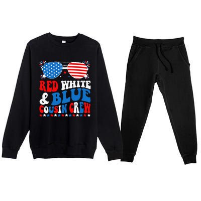 Red White And Blue Cousin Crew 4th Of July American Flag Premium Crewneck Sweatsuit Set