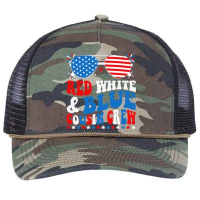 Red White And Blue Cousin Crew 4th Of July American Flag Retro Rope Trucker Hat Cap