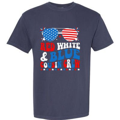 Red White And Blue Cousin Crew 4th Of July American Flag Garment-Dyed Heavyweight T-Shirt