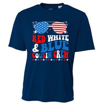 Red White And Blue Cousin Crew 4th Of July American Flag Cooling Performance Crew T-Shirt