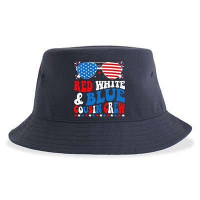 Red White And Blue Cousin Crew 4th Of July American Flag Sustainable Bucket Hat