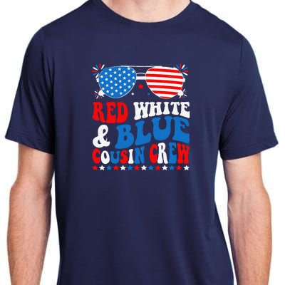 Red White And Blue Cousin Crew 4th Of July American Flag Adult ChromaSoft Performance T-Shirt