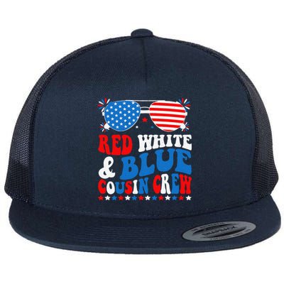 Red White And Blue Cousin Crew 4th Of July American Flag Flat Bill Trucker Hat