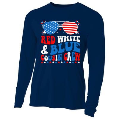 Red White And Blue Cousin Crew 4th Of July American Flag Cooling Performance Long Sleeve Crew