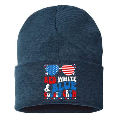 Red White And Blue Cousin Crew 4th Of July American Flag Sustainable Knit Beanie