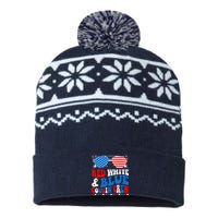 Red White And Blue Cousin Crew 4th Of July American Flag USA-Made Snowflake Beanie