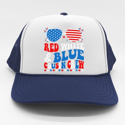 Red White And Blue Cousin Crew 4th Of July American Flag Trucker Hat