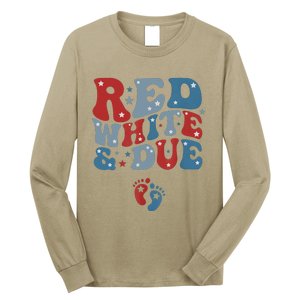 Red White And Due 4th Of July Usa Baby Reveal American Mommy Long Sleeve Shirt