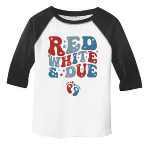 Red White And Due 4th Of July Usa Baby Reveal American Mommy Toddler Fine Jersey T-Shirt