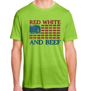 Red White And Beef 4th Of July Cattle American Flag Cow Adult ChromaSoft Performance T-Shirt