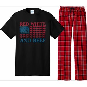 Red White And Beef 4th Of July Cattle American Flag Cow Pajama Set