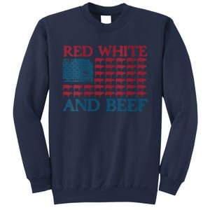 Red White And Beef 4th Of July Cattle American Flag Cow Sweatshirt