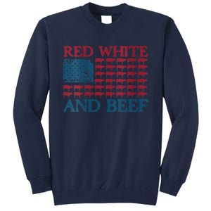 Red White And Beef 4th Of July Cattle American Flag Cow Tall Sweatshirt