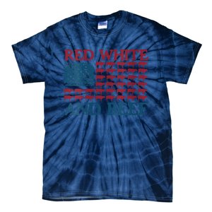 Red White And Beef 4th Of July Cattle American Flag Cow Tie-Dye T-Shirt