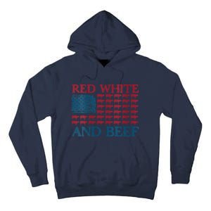 Red White And Beef 4th Of July Cattle American Flag Cow Tall Hoodie