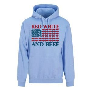 Red White And Beef 4th Of July Cattle American Flag Cow Unisex Surf Hoodie