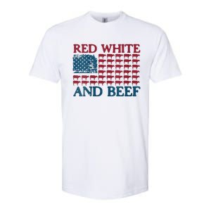 Red White And Beef 4th Of July Cattle American Flag Cow Softstyle CVC T-Shirt