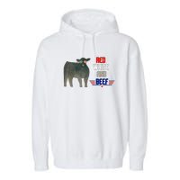 Red White And Beef Vintage Garment-Dyed Fleece Hoodie