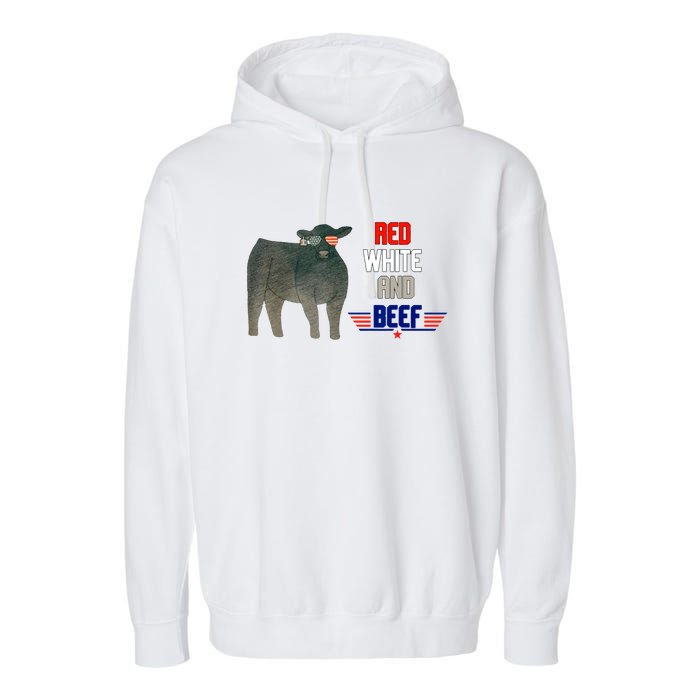 Red White And Beef Vintage Garment-Dyed Fleece Hoodie