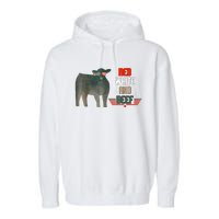 Red White And Beef Vintage Usa Flag 4th Of July Funny Cow Garment-Dyed Fleece Hoodie