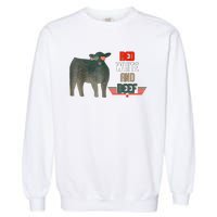 Red White And Beef Vintage Usa Flag 4th Of July Funny Cow Garment-Dyed Sweatshirt