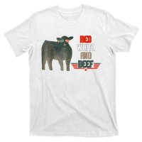 Red White And Beef Vintage Usa Flag 4th Of July Funny Cow T-Shirt