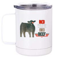 Red White And Beef Vintage Usa Flag 4th Of July Funny Cow 12 oz Stainless Steel Tumbler Cup