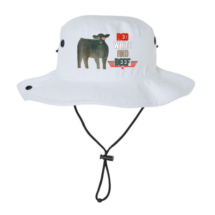 Red White And Beef Vintage Usa Flag 4th Of July Funny Cow Legacy Cool Fit Booney Bucket Hat