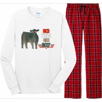 Red White And Beef Vintage Usa Flag 4th Of July Funny Cow Long Sleeve Pajama Set