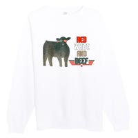 Red White And Beef Vintage Usa Flag 4th Of July Funny Cow Premium Crewneck Sweatshirt